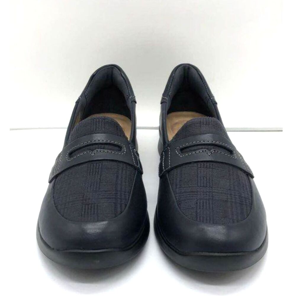 Clarks Ellowyn Navy Blue Leather Loafers - Size 8.5 - New